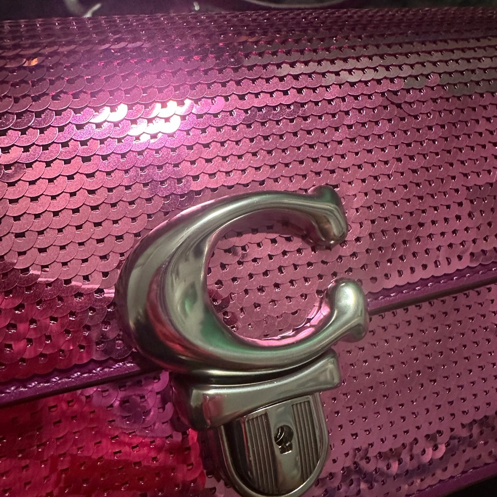 Studio Dark Magenta Sequin Baguette Bag - Picture 6 of 7